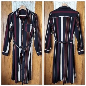 WhoWhatWear Striped Pajama Shirt Dress